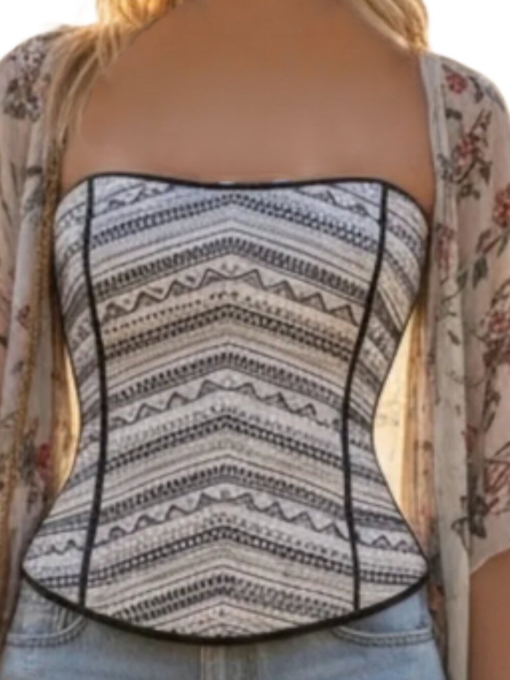 White House Black Market Embroidered Studded Bustier size 4